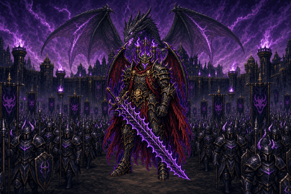 Lord Ravenor at the head of the Black-Iron host before the Wyrmgate
